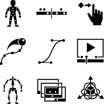 Animation rig man 3d model timeline keyframes animation path and control points for character animation design.