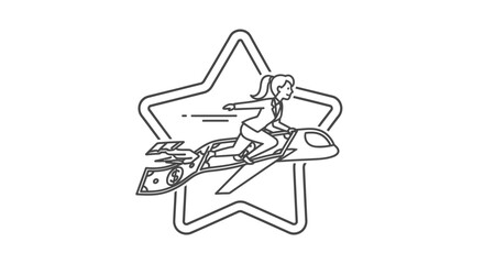 Obraz premium woman riding jet ski in front of star