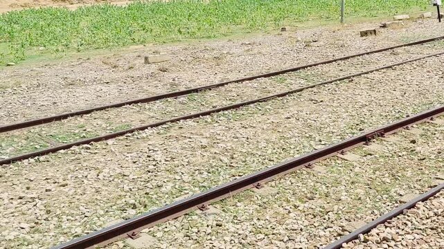 Moving Train View Of Rural Railway Tracks