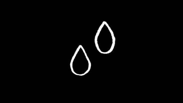 Hand Drawn Rain Drops Doodle Animation on Transparent Background with Alpha Channel
