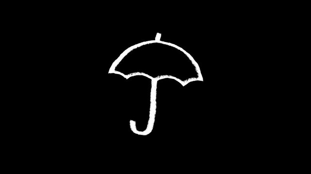 Hand Drawn Umbrella Doodle Animation on Transparent Background with Alpha Channel