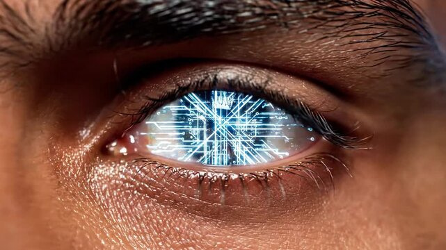 Human eye with integrated digital hud scanner.