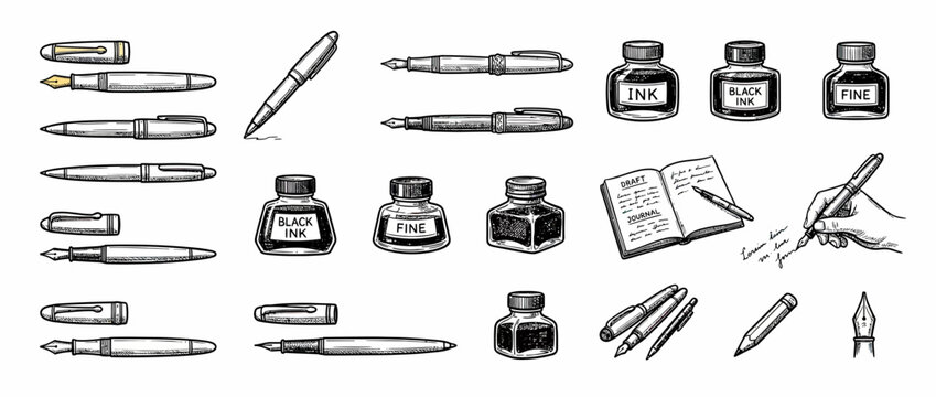 Vintage Writing Instruments and Ink Bottles Collection
