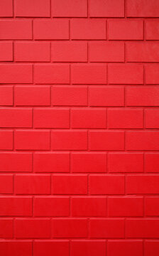 Red Painted Block Brick Wall Surface Texture