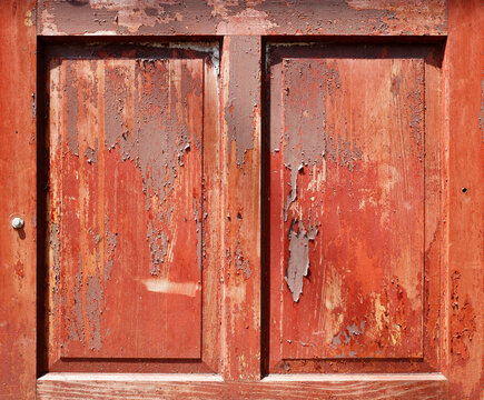 Aged Brown Wooden Door Texture Background