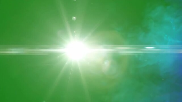 Cinematic soft light leaks with vintage lens flare elements moving across a bright green screen background for video compositing and editing