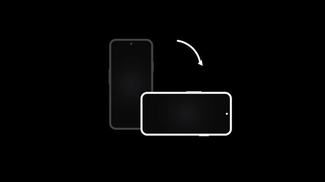Minimalist Smartphone Screen Rotation Animation on Black Background