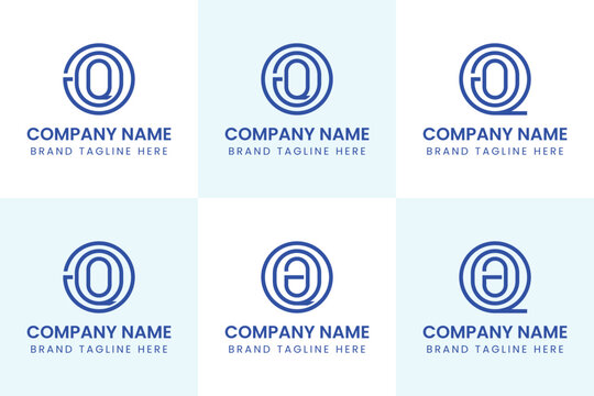 Letters AOQ AQO OAQ OQA QAO QOA Monogram Logo Set, suitable for any business