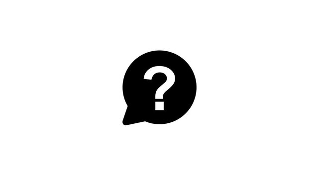 Clean flat vector icon of a blue chat bubble containing a black question mark. The design represents questions, messaging, help, support, FAQ, inquiry, or customer communication, ideal for apps
