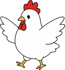 Rooster flapping its wings cartoon illustration © Teddy