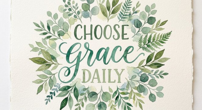 Choose Grace Daily watercolor floral typography art