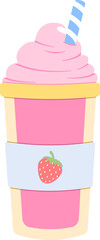 Cute Strawberry smoothie with straw