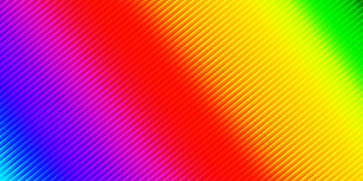 Abstract glowing rainbow gradient background. UV filter striped color background. Horizontal wide graphic with aesthetic ribbed fractal glass effect. Ribbed glass blur template