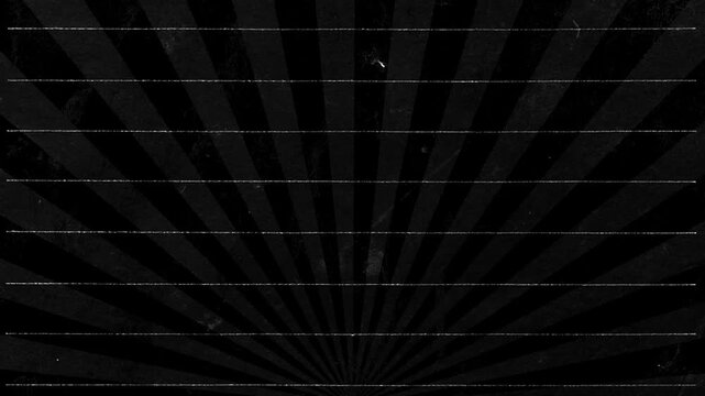 4K Dark Paper Sunburst Background Effect.Retro black stop motion video featuring textured paper with radiant lines overlay.