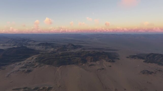 Circular aerial shot at sunset of the Southern Red Sea Coast in Dankalia. Eritrea