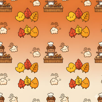 seamless pattern with acorns in the kitchen