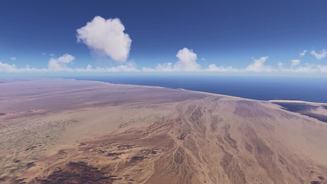 Side aerial view of the Southern Red Sea Coast in Dankalia. Eritrea