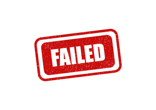 Red grunge failed stamp seal with text for business and document validation isolated on transparent background