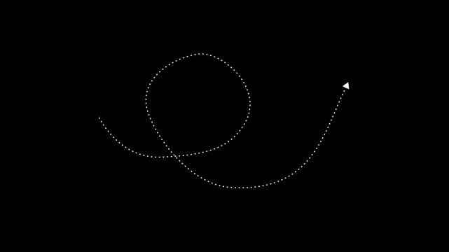 Looping Dashed Arrow Motion Path Animation Curved Direction Indicator Dotted Navigation Route Swirl Pointer Modern Infographic Design Element