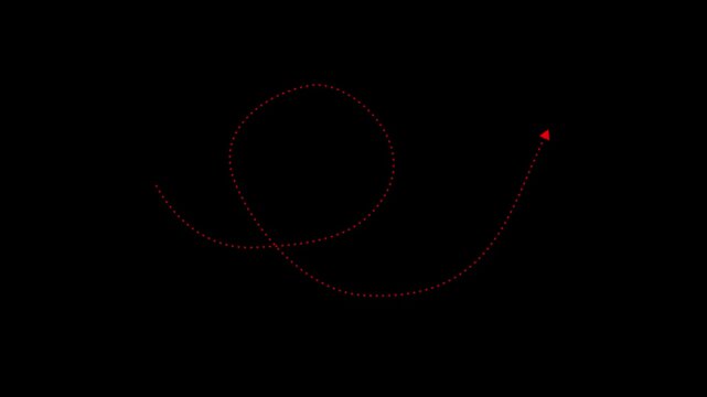 Looping Dashed Arrow Motion Path Animation Curved Direction Indicator Dotted Navigation Route Swirl Pointer Modern Infographic Design Element