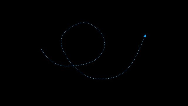 Looping Dashed Arrow Motion Path Animation Curved Direction Indicator Dotted Navigation Route Swirl Pointer Modern Infographic Design Element