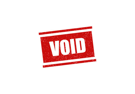 Red grunge void stamp seal isolated on a simple flat surface for documents isolated on transparent background