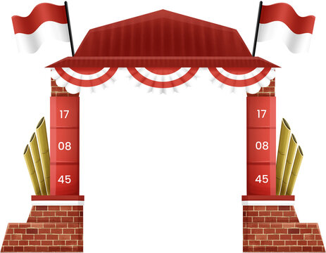 Traditional Indonesian Independence Day Gapura Gate Decoration Frame