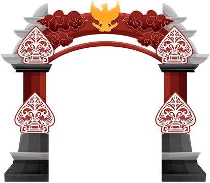Traditional Indonesian Gapura Gate with Garuda Symbol for Independence Day Celebration