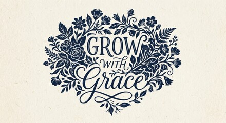 Obraz premium Grow With Grace Floral Typography Art