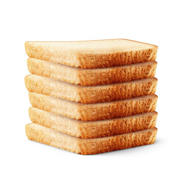 A stack of toasted bread slices sits on a png transparent. The bread is golden brown and has a slightly rough texture.