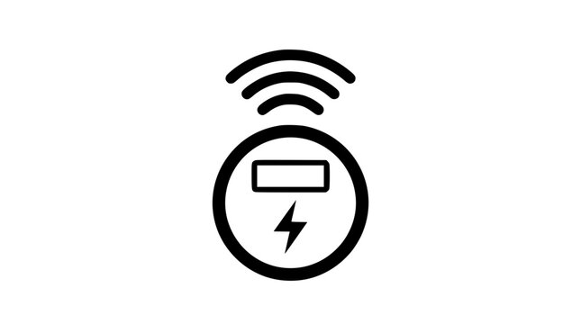 A smart electric meter with wireless signal waves and a lightning bolt symbol, representing remote energy monitoring, power utility metering, and digital grid telemetry