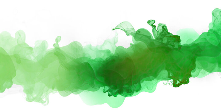 Green and white smoke swirls across a png transparent. The smoke creates a dynamic, flowing pattern with varying shades of green, from pale to vibrant.