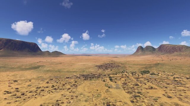 Aerial drone view of Hombori. Mali