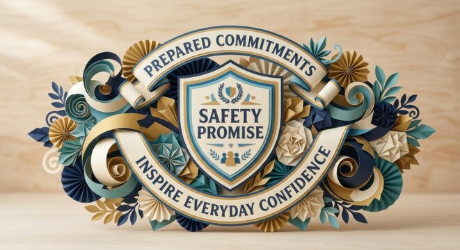 Safety Promise Shield with Prepared Commitments and Inspire Everyday Confidence Banners
