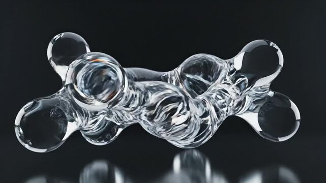 Molecular Structure Study: A clear, abstract representation of a molecular structure, with interconnected spheres and fluid lines, suggesting a scientific or chemical concept.