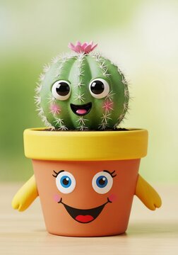 Sprout of Joy: A Cheerful Little Cactus Blooms with Delight