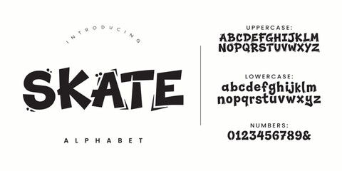 Skate urban graffiti street art font vector illustration template for adolescent culture and extreme sports © happy