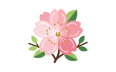 Fototapeta premium Cherry Blossom Flower Flat Vector Illustration
