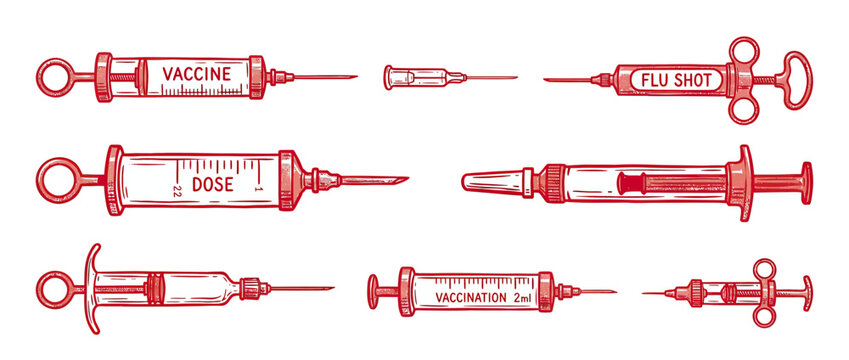 Vintage Medical Syringes Collection Sketch Illustration