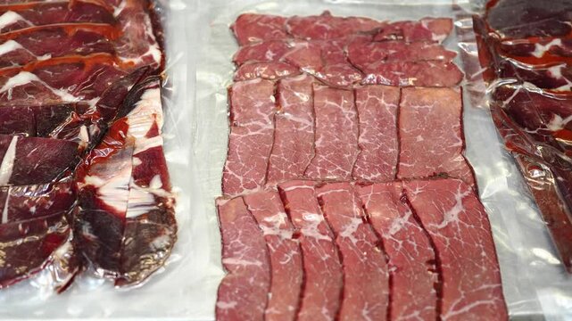 Fresh cuts of meat prepared for sale at the market