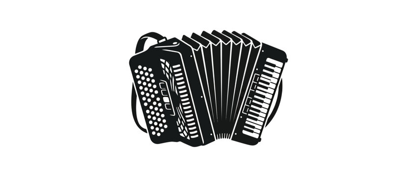 Vector illustration of a black accordion on a white background