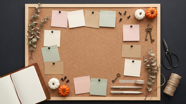 Creative vision board planning for the upcoming season, featuring ample copy space for advertising or personalized messages, captured as a top-down flat lay