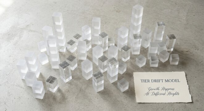 Clear Acrylic Cubes and Rectangular Prisms Arranged in a Top-Down Composition
