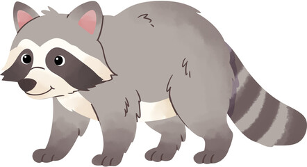 Cute Cartoon Raccoon Illustration for Wildlife and Nature Educational Content © andika96
