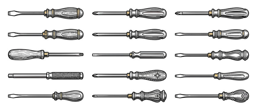 Vintage Screwdriver Collection Illustration