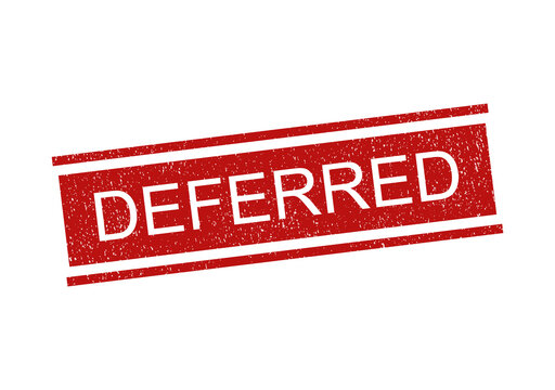 Red ink rubber stamp with the word deferred for business and official documents isolated on transparent background