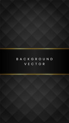 Obraz premium Luxury black portrait background with diamond quilted or checkered pattern and gold ribbon frame for premium social media story and greeting card design