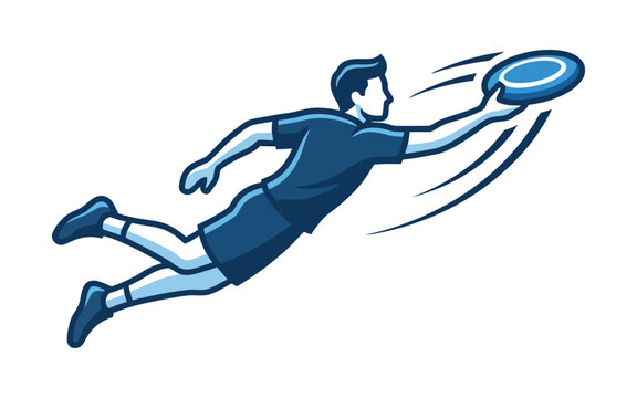 Ultimate Frisbee Player Diving Vector Illustration