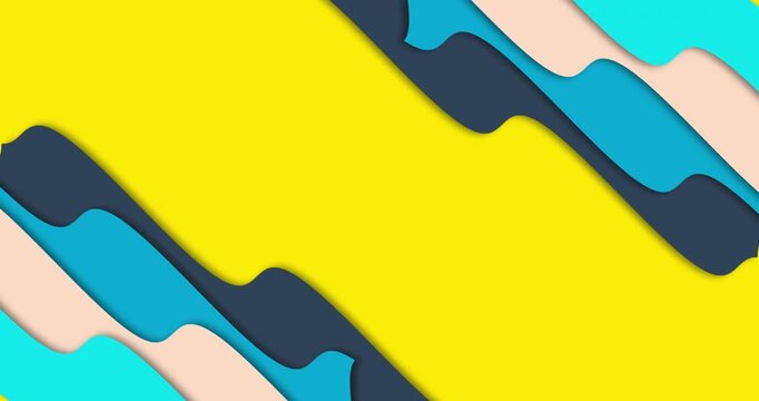 Colorful Contrast Paper Layers Background Animation 4K. Abstract Layered Cut Paper Waves Seamless Loop for Presentations, Branding and Motion Graphics.Wrinkled Wavy paper cut liquid fold sculpture. 
