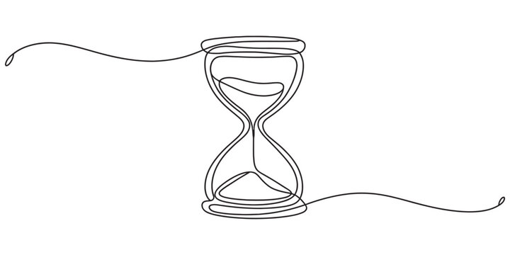 Continuous single line drawing of an hourglass showing passing time concept